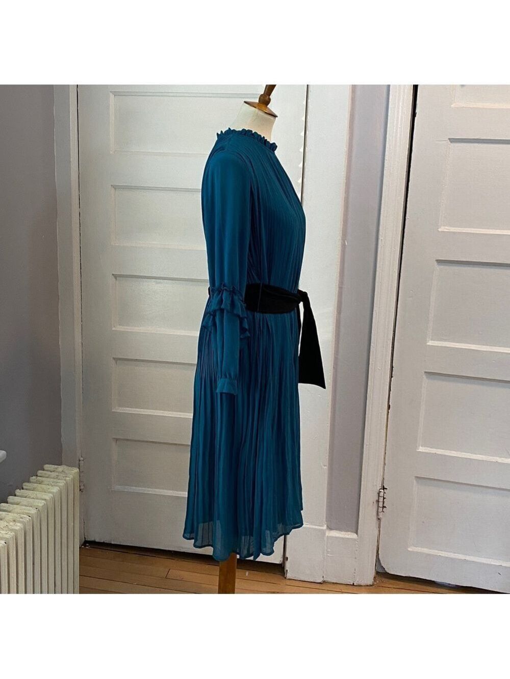 NWT Zara Teal Pleated Jumpsuit - Belted, Size L - Picture 13 of 16